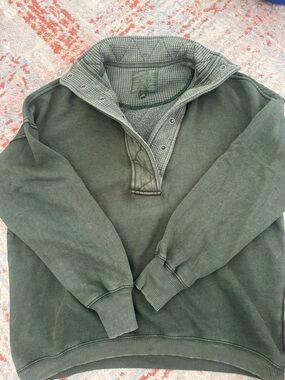aerie Olive Green Cowl Pullover Sweatshirt